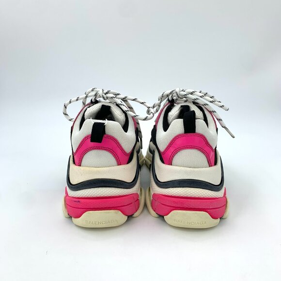 H13685 Balenciaga Triples Size 38 Colorblocked Web Lace-up Casual Sneakers Daddy - Picture 4 of 9